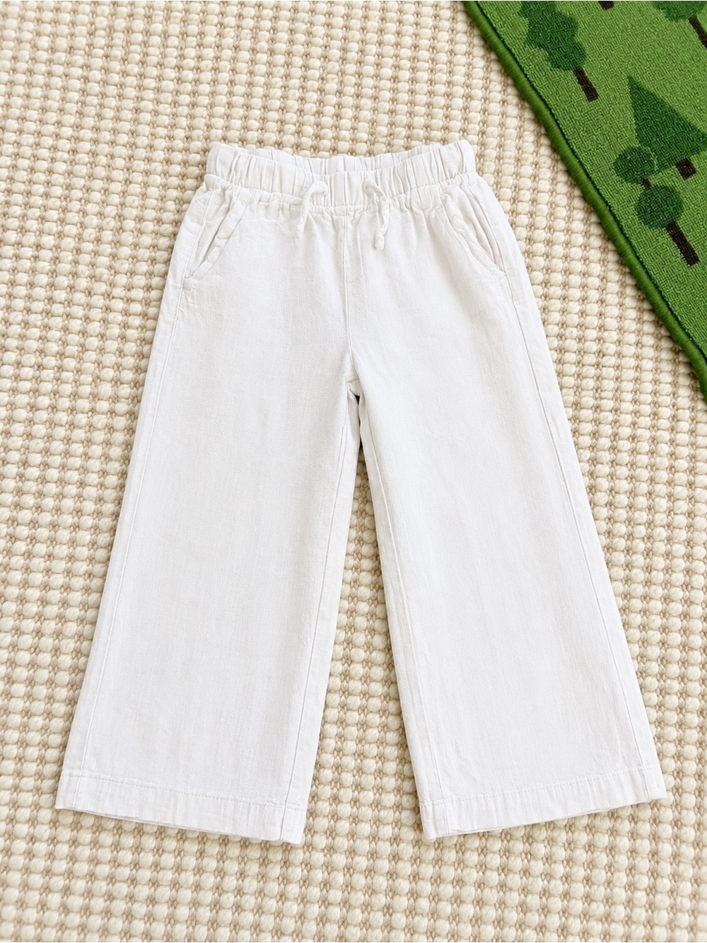 H&M White Linen Blend Wide Leg Pants | Girls Size 6 | Beach Vacation